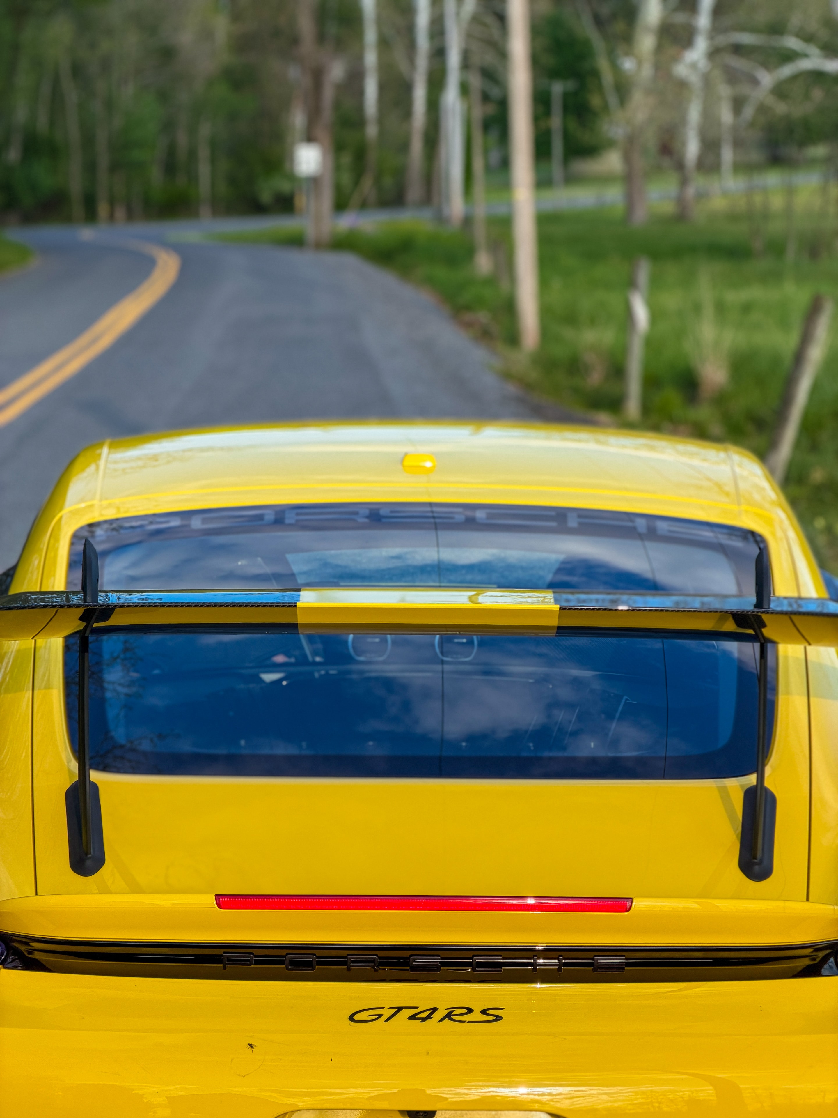 2024 Porsche GT4RS — rear straight on country road