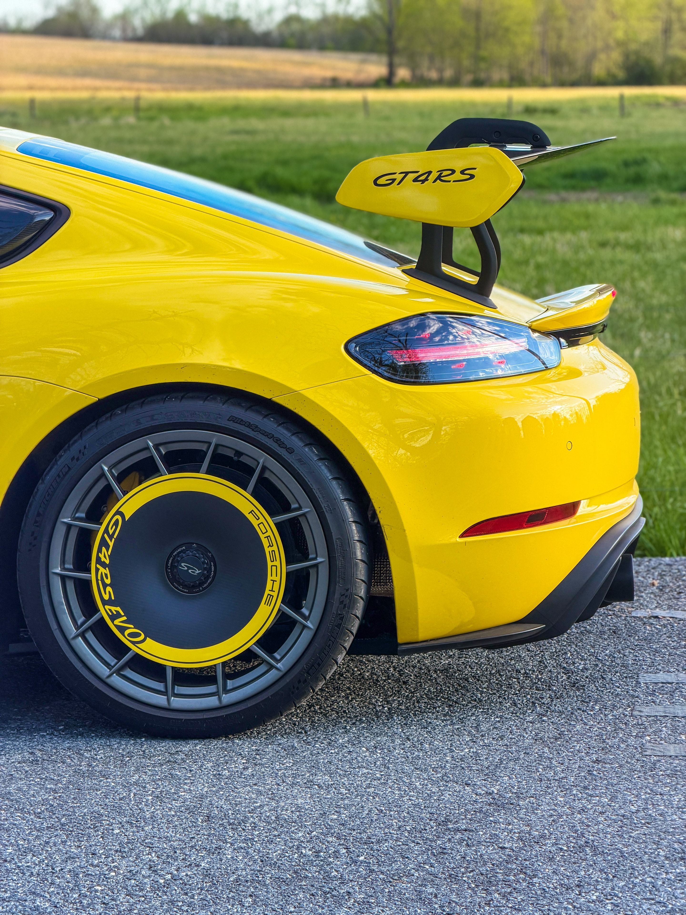 2024 Porsche GT4RS — rear wing and GT4RS EVO wheel detail